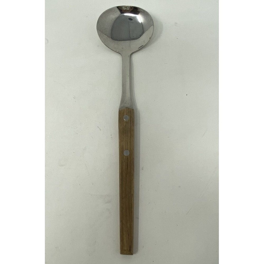 Vintage Stainless Steel Serving Spoon with Wood Handle WMF Cromargan Hong Kong